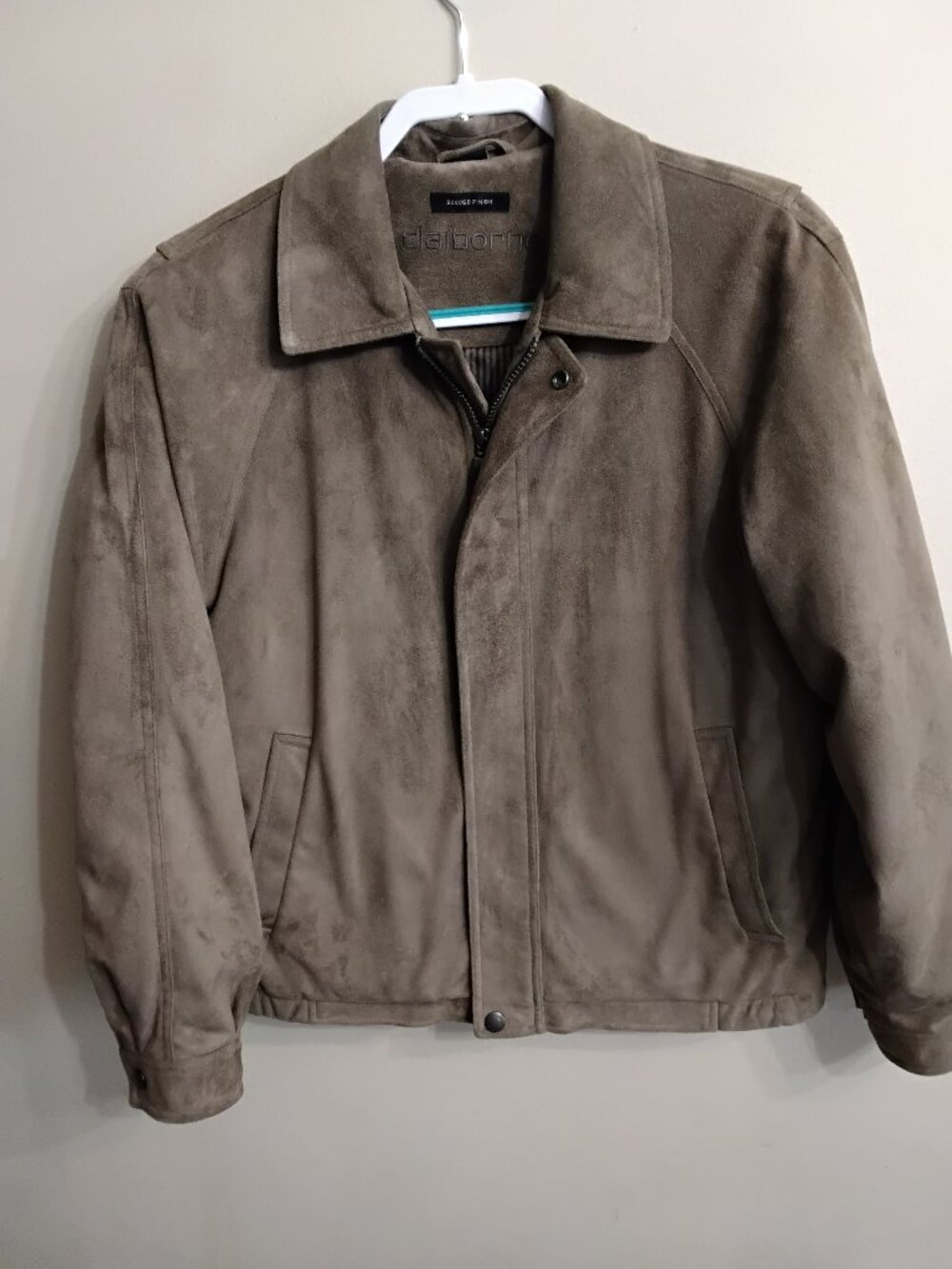 Vintage Claiborne Men's M Brown Sueded Finish Bomber Jacket - Great Condition